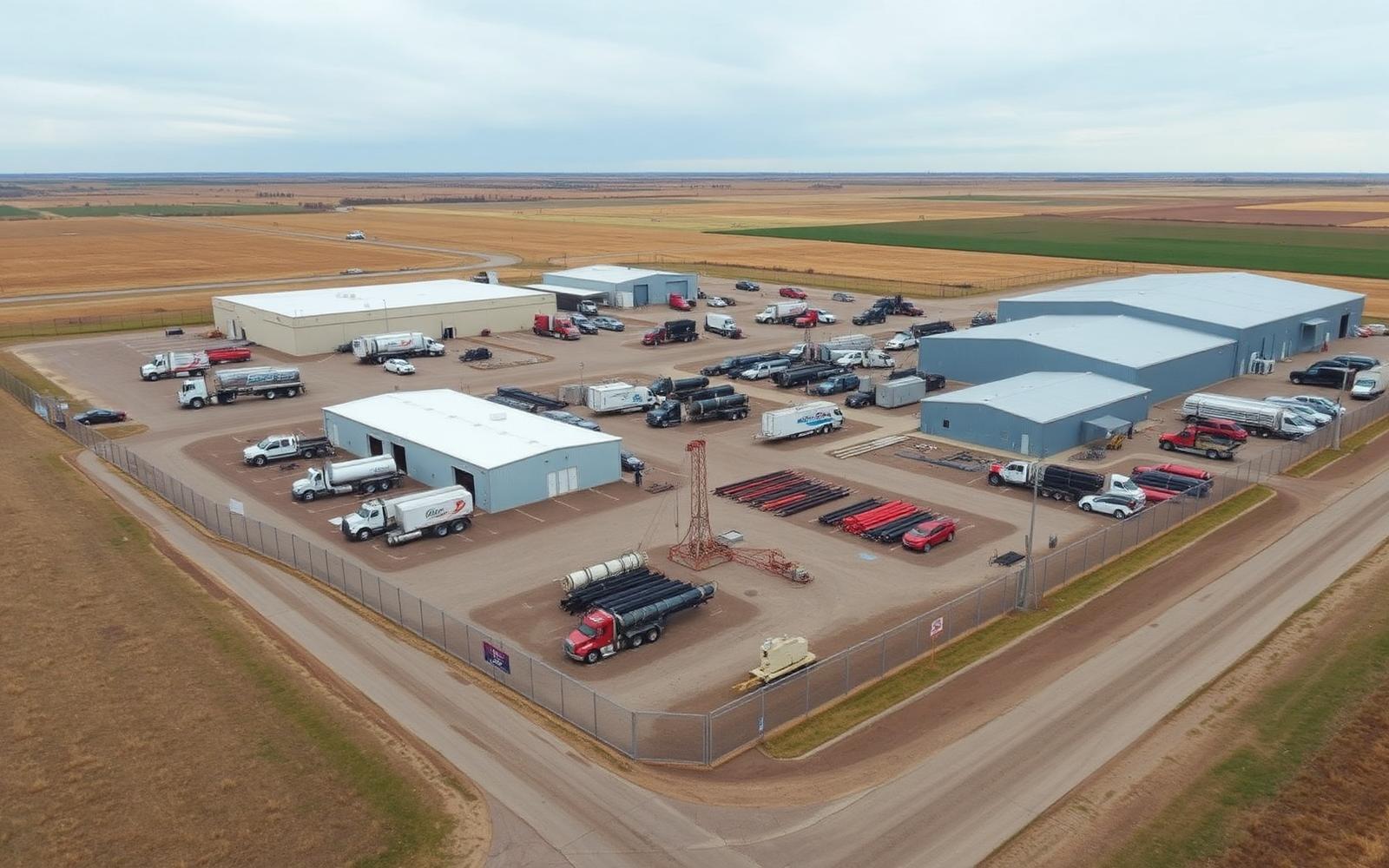 Aerial view of Sandy's Oilfield Hauling facility